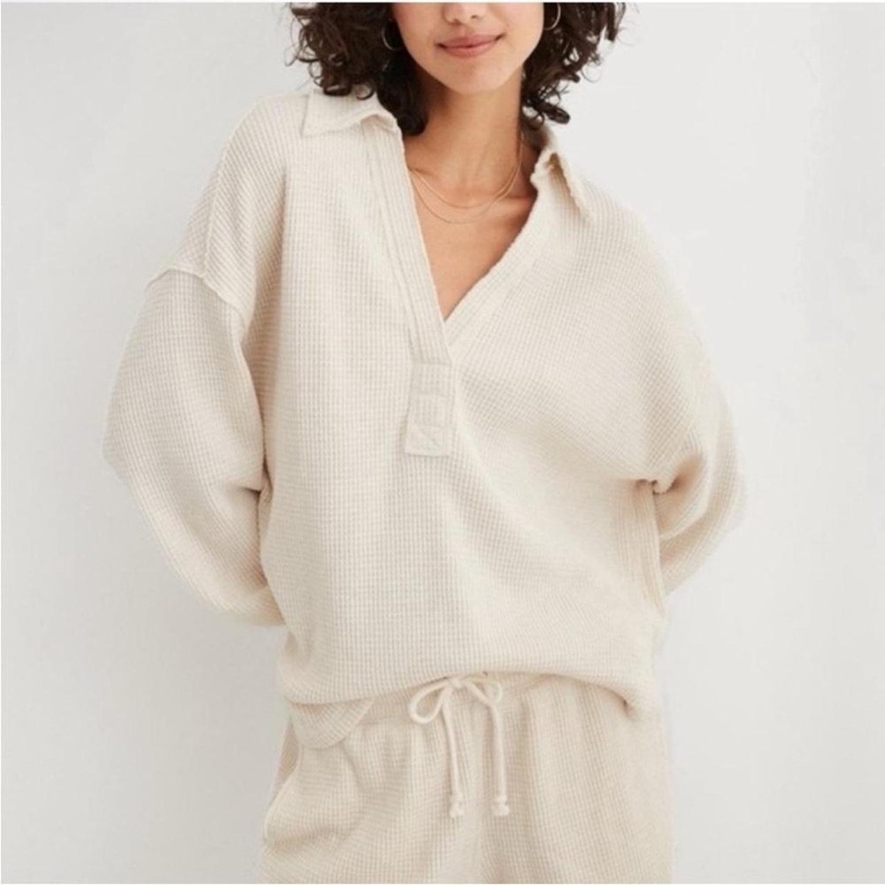 Aerie Cream Waffle Knit Top